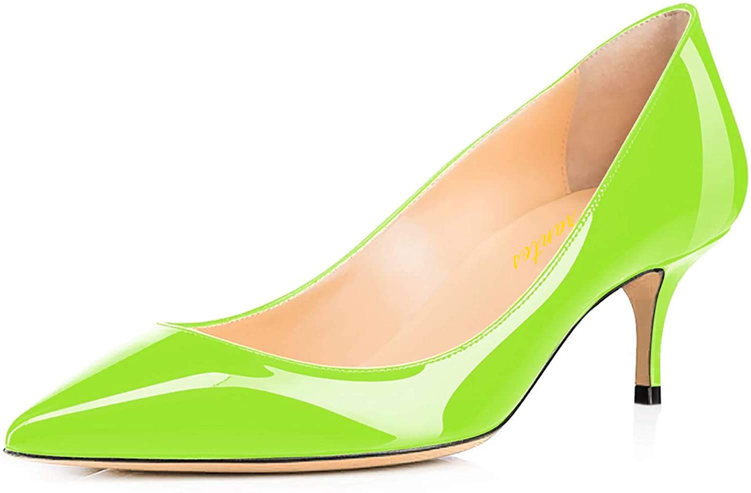 Women Fashion Pointed Toe Slip On Comfort Basic Kitten Heel Pumps Shoes