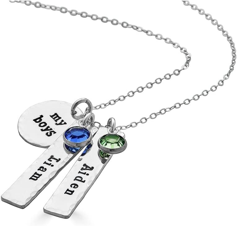 By Hannah Design My Boys Personalized Name Necklace - Genuine Sterling Silver, Mother's Day Gift or Moms, Grandmother, Aunts, Friends image 4 of 9 B07Q6KZVP8