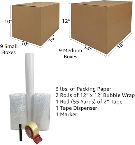 Miniatura 2 de uBoxes Kit básico de cajas de mudanza 1  suministros 18 cajas de mudanza burbujas y cinta