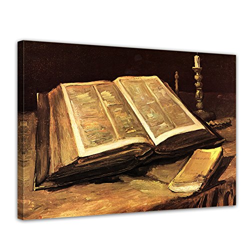Image de Toile - Vieux Maîtres - Vincent Van Gogh - Nature Morte avec la Bible - 50x40 cm - Images sur Toile - Toile déco imprimée - Tableau Toile - Photo sur Toile Cover
