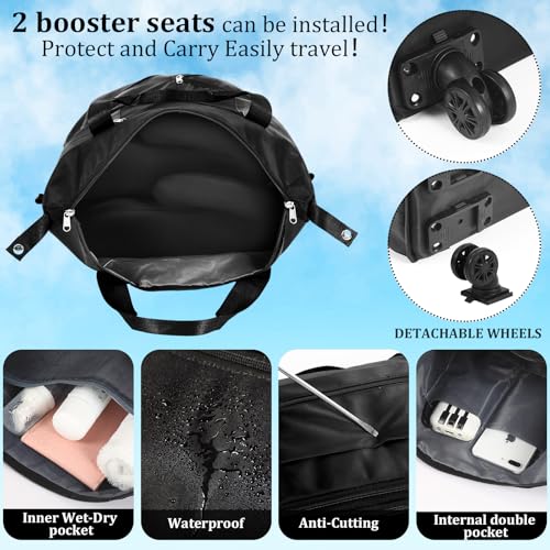 Image of Abbylike Expandable Booster Seat Travel Bag for Airplane Backless Folding Car Seat Travel Bag with Wheels Airport Check and Carrier for Business Trips Short Trips
