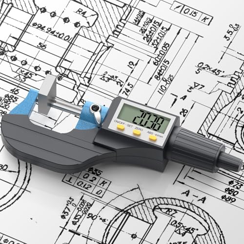 Image of Skypearll Digital Micrometer, Digital Outside Micrometer 0-25 Mm Range With LCD Display Screw Guage Ideal For Accurate Measuring Dimensions in Inches & MM, + /-0.0001 Accuracy