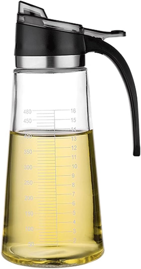 Oil Reinforced Glass Oil Premium 500ml Vinegar Container Kitchen Soy Sauce Fashion Glass Vinegar Storage(Black)