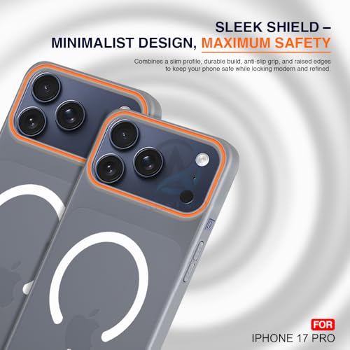 Image of AESTMO iPhone 17 Pro Back Cover | Slim Hard Shell | Matte Frosted Hard Back Translucent Back Cover for iPhone 17 Pro (Compatible with MagSafe Accessories) (Grey)