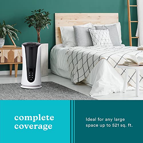 Homedics Ultrasonic Humidifier – Large Deluxe Air Humidifiers for Bedroom, Plants, Office – Cool and Warm Mist Humidifiers, Essential Oil Pads and Built-In Timer, 5 Mist Settings, White and Black by Homedics - Used condition - Image 7