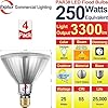 Explux 250 Watt Equivalent PAR38 LED Flood Light Bulbs, Super Bright 3300 Lumens, Dimmable, Full-Glass Outdoor Waterproof & Anti-Ageing, 5000K Daylight Spotlight, 4-Pack
