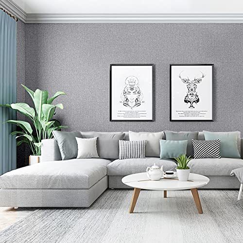 Yancorp 10Ft Textured Fabric Gray Wallpaper Faux Grasscloth Grey Peel And Stick Wallpaper Self-Adhesive Wallpaper Linen Removable Wallpaper Cabinets Counter Top Liners #TOP1
