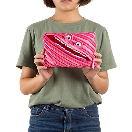 Image of ZIPIT Wildlings Large Pencil Case for Girls, Cute Zipper Pouch for Kids and Teens, Stationery Bag for School ,Pink