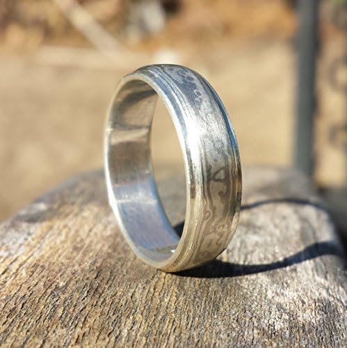 6mm Mokume Gane Ring in Palladium and Sterling Silver