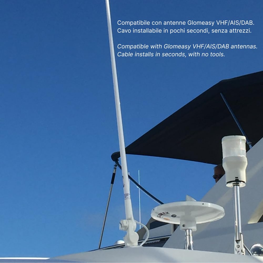 Glomex – Cable coaxial RG-8X de baja pérdida 6 m (50 ohmios), modelo RA350/6FME – Conectores FME preinstalados, ajuste rápido, para antenas Glomeasy VHF/AIS/DAB, para barcos, barcos, barcos, yates