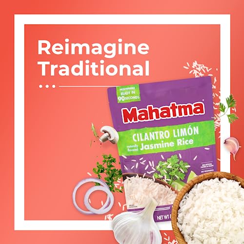 Image of Mahatma Ready to Heat Cilantro-Limon Jasmine Rice, Pack of 6 | Single-serve 8.8-ounce instant rice pouches, microwaveable in 90 seconds, vegan, gluten-free, non-GMO