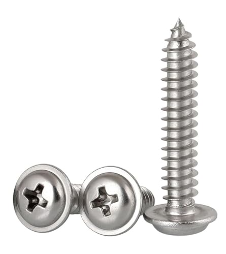 Tornillos para madera, tornillos de acero inoxidable, cabeza de armadura Phillips autorroscante de metal rápido (100 unidades) (#10 x 1-12 pulgadas)