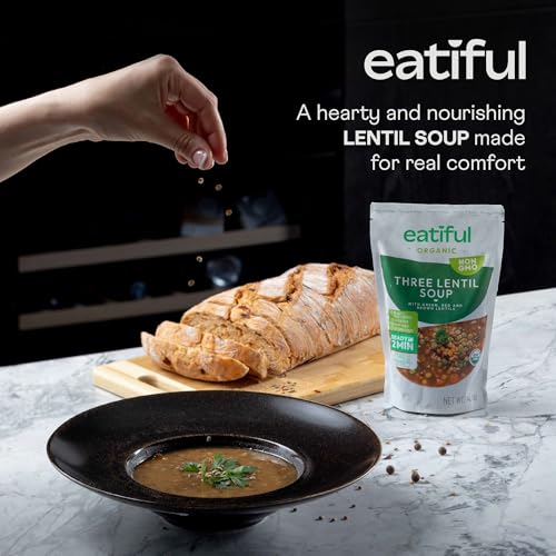 Image of EATIFUL Lentil Soup, Made With Organic Vegetables, Lentil Soup With Green, Red And Brown Lentils, No Added Preservatives And Sugar, Gluten Free, NON GMO, 14.1 Ounce (Pack of 2)