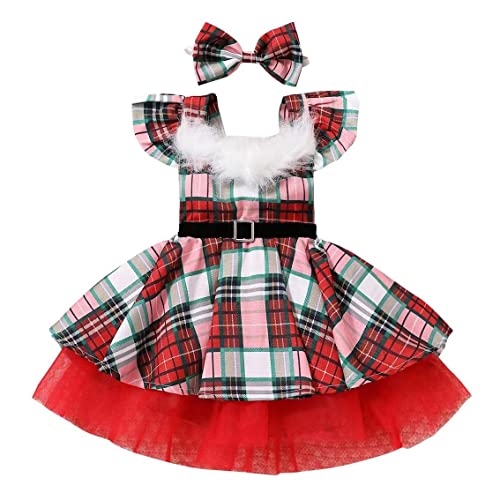 Robe de fête de Noël pour fille rouge 100 cm XMAS007