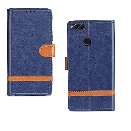 Image of Pinaaki Enterprises Honor 7X Flip Case | Premium Leather Finish Flip Cover |Complete Protection Flip Cover for Honor 7X - Blue Stripe