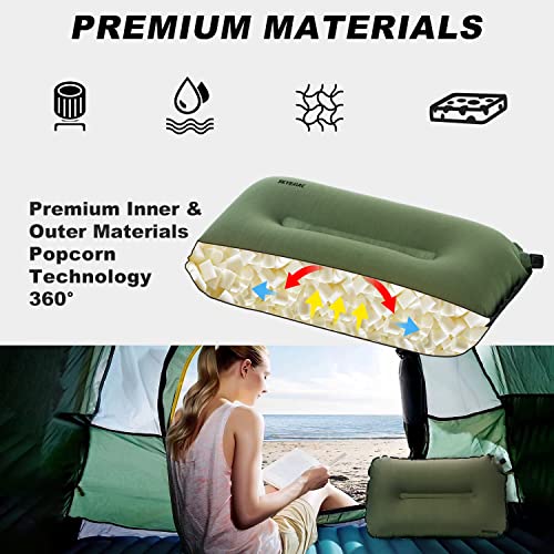 Skyemac Camping Pillow - Self Inflating Camping Pillow,9.5"X 16.5"-Backpacking, Airplane, Small Pillow - Car Pillows For Sleeping With Compressible Foam Pillows.waterproof, Easy-To-Clean, Tpu Surface #TOP1