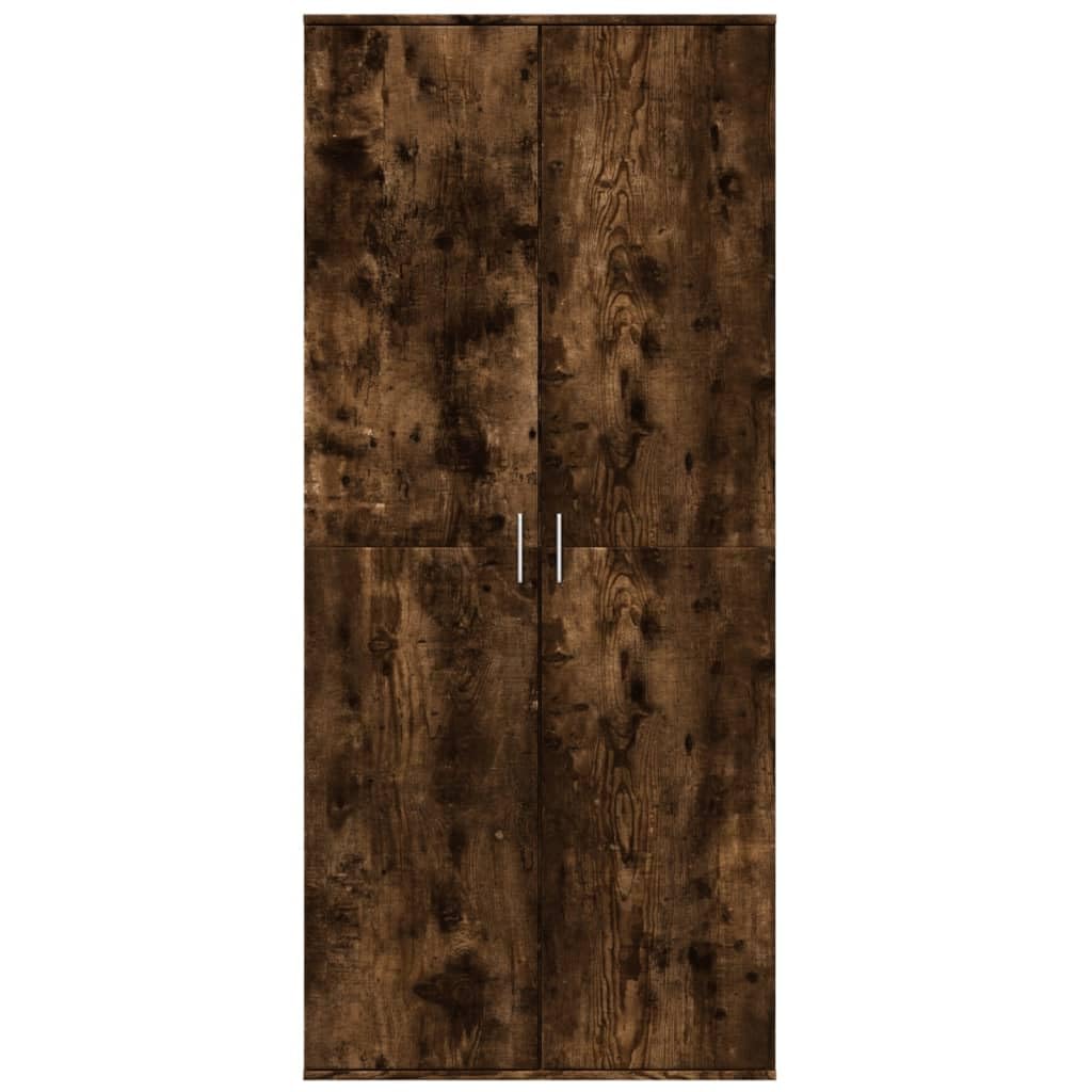 Scaffale alto in legno di rovere affumicato, 80 x 35 x 180 cm, con molto spazio per soggiorno, camera da letto, ufficio e corridoio, chiudibile con porta, ideale per riporre ordine, documenti