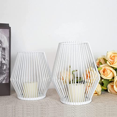 Creatieve vintage kaarsenstandaard, set van 2 stuks, staafkaarsen, metaal, decoratieve kandelaars, staafkaarsen, kaarsenstandaard, kaarsenstandaard, geschikt voor bruiloft, Kerstmis, ovale kandelaar (witte zoom) - Image 5