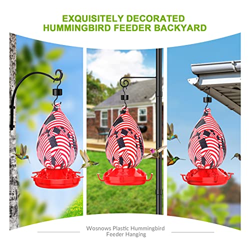 Wosnows Hummingbird Feeders For Outdoors Hanging, 26 Ounces American Flag Plastic Hummingbird Feeders, Leakproof Hummingbird Feeder Plastic Base Easy Clean And Fill For Outside Garden Patio Hanging #TOP5