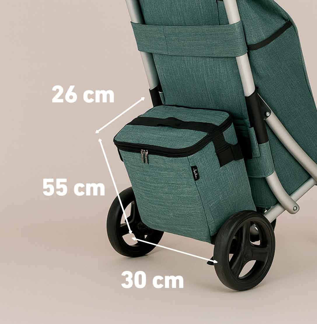 JATA HCAR2501 - Carro de la Compra 4 Ruedas. De 40L con Bolsa Refrigerante para Congelados. 2 Ruedas Giratorias 360º. Carro Plegable. con Freno. Chasis de Aluminio