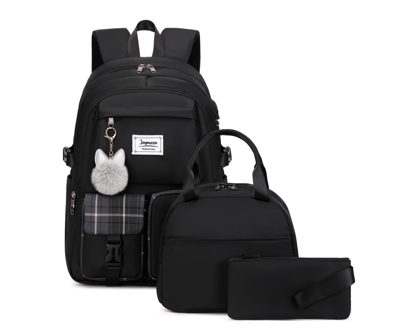 Joymoze Frauen Mode Reise-Rucksack Satz geräumig Laptop Rucksack Satz lässig Daypack für Mädchen Schwarz