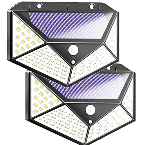 Solar Motion Sensor Light Outdoor Waterproof 100 LED Flood Night Lights Outside Wall Lights Solar Powered Lights for Garden Patio Yard Backyard Fence Path Portable Wireless Security Christmas