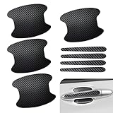 Titwaye 8 PCS Car Door Handle Bowl Stickers, Wear-Resistant Door Handle Scratch Protector, Carbon Fiber Anti-Scratch Cup Paint Guard, Universal for Cars, Trucks, SUVs (Black)