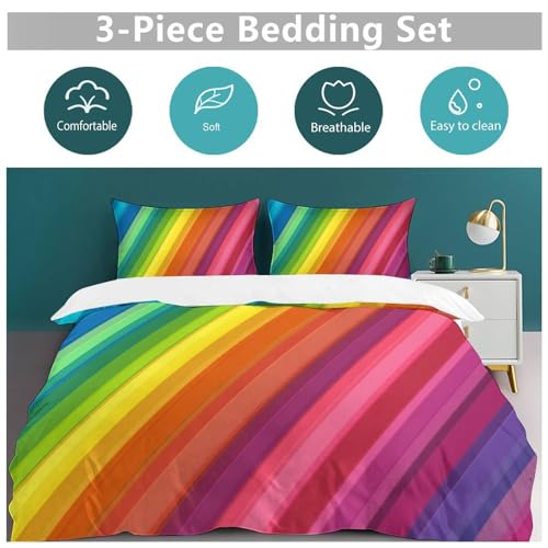 Parure de lit arc-en-ciel en microfibre douce avec fermeture éclair pratique