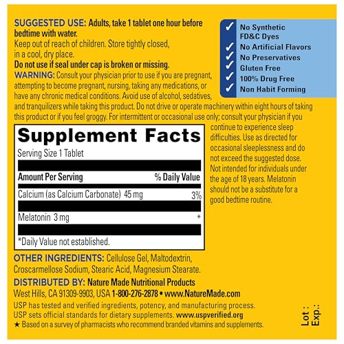 Nature Made Melatonin 3mg Sleep Aids for Adults, 120 Tablets - image 7