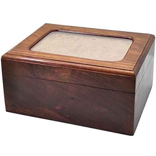 Memorial Gallery SWH-001L Memory Chest with Photo Window Cremation Wood Urns