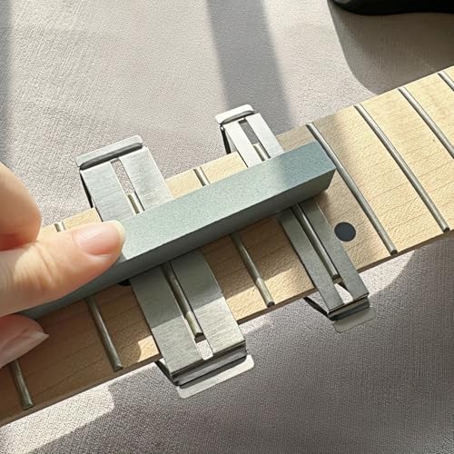 3 Sets Guitar Fingerboard Fret Protector Guards, Stainless Steel Fretboard Protector with Rubber Band, Bass Guitar Ukulele Fret Guards, for Dressing, Polishing Frets, DIY Maintenance - Thumbnail 4