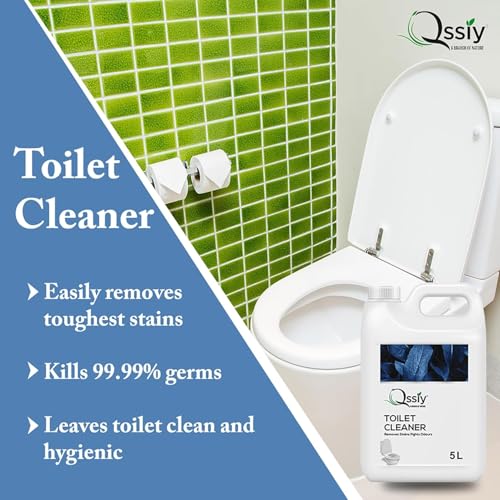 Image of QSSIY Toilet Cleaner Liquid 5L Fresh Scent - Antibacterial Gel for Indian Toilets, Stain & Limescale Remover (5000 ml (Pack of 1))