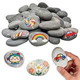 XIDOU 40 Stück Steine Zum Bemalen, 3-5cm Flache Steine Zum Bemalen, Kieselsteine Zum Bemalen für Farbige Malerei, Garten Blumentöpfe Aquarium Dekoration