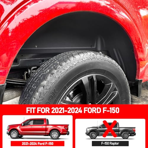 XWQZ Rear Wheel Well Guards Compatible with Ford F150(Not for Raptor) 2025 2024 2023 2022 2021,2 PCS Rear Wheel Well Liners Tire Protector for 2025 F150 Accessories,Fenders No Drilling Required by XWQZ - Image 2