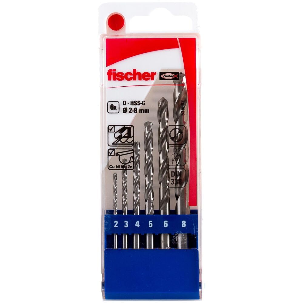 fischer Hammer Drill Bit Quattric II S Set, 5-12 mm Diameter, Drill Bits Set with Various Sizes, Tool for Drilling in Reinforced Concrete, Pack of 7