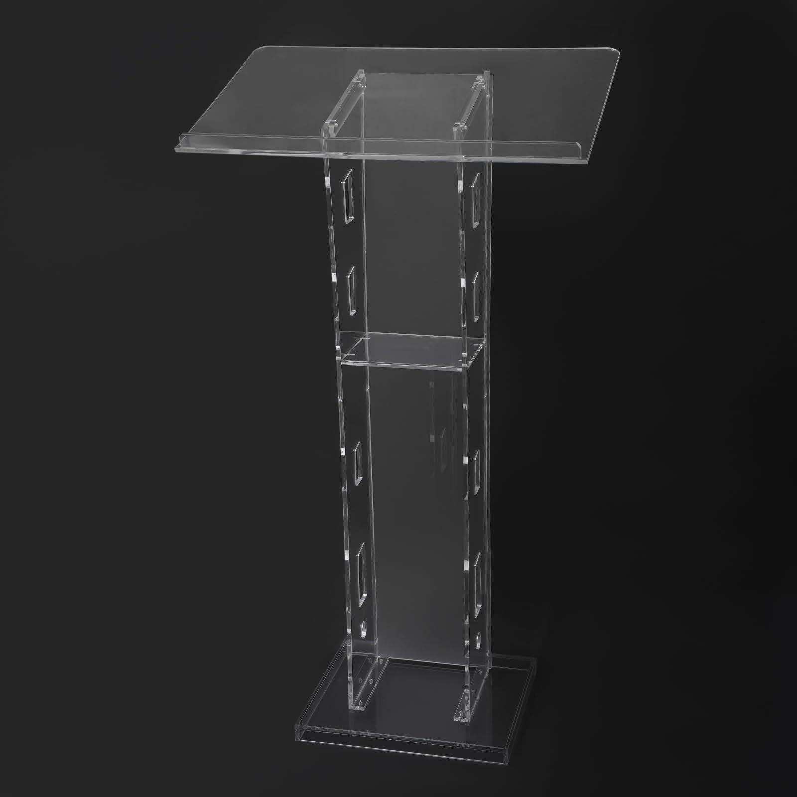 Pupitre en acrylique transparent Podium Bureau Chambre, Pupitre transparent pour salle de classe, table de conférence professionnelle en chaire 60 x 40 x 110 cm
