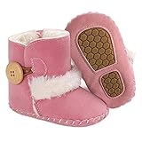 Jonbaem Newborn Baby Boys Girls Snow Winter Boots Infant Toddler Soft Sole Anti-Slip Winter Warm Crib Booties Shoes(6-12 Months, Pink)