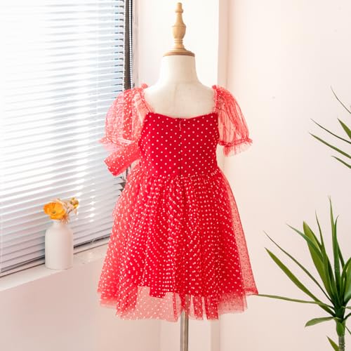 Toddler Girls Tutu Dress Short Sleeve Casual Dresses Birthday Party Dot Tulle Sundress2