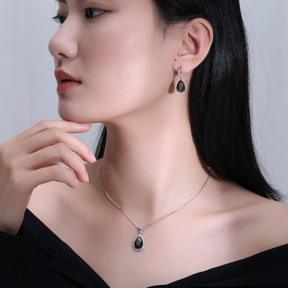 Miniatura 6 de JIANGXIN Teardrop Birthstone 925 Sterling Silver Rhodium Plated Gemstone Jewelry Set for Women Stud Earring Pendant Necklace 1618inch Italian Box