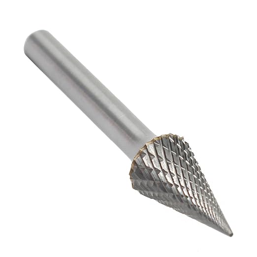 Fresa de carburo de tungsteno punta cónica doble corte 1/2 pulg miniatura 6