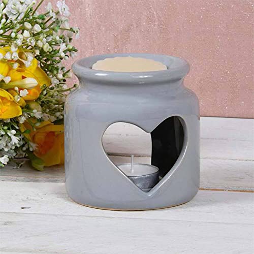 Image of Ceramic Grey Wax Oil Warmer Heart By Lesser & Pavey