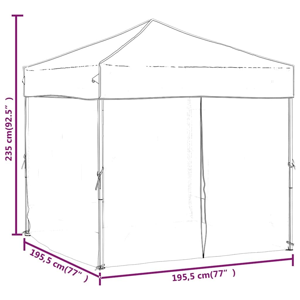 Carpa plegable para fiestas, 2 x 2 m, con paredes laterales, color