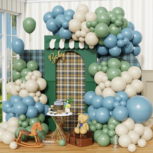Kit d'arche de ballons bleus verts 146 pièces pour montage facile et rapide