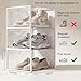 Pinkpum 15 Pack X-Large Shoe Storage Boxes Fit US Size 11, Shoe Organizer for Closet Clear Plastic Stackable Shoe Dispaly Case Holder Bins, Sneaker Storage for Sneakerheads White for Home and Family