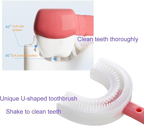 Miniatura 2 de Cepillos de dientes manuales para niños de 6 a 12 años, 2 cepillos de dientes para niños en forma de U, fácil de usar, limpieza oral de 360,