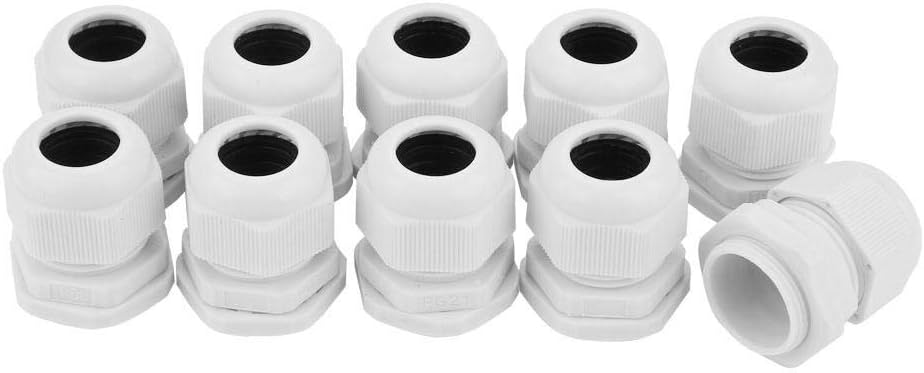 10pcs PG21 Cable Gland Connector Cable Gland Nylon/Plastic White IP68(PG21)