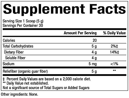 Natural Factors, Organic Low Fodmap Reliefiber, Digestive Fiber Powder, Unflavored, 5.3 Oz #TOP1