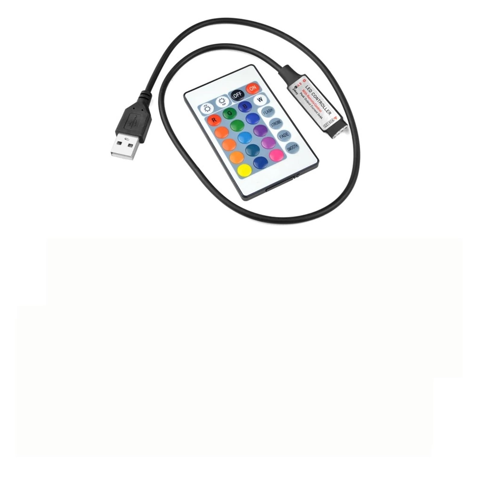 Contrôleur USB LED RVB avec mini variateur DC 5V et télécommande - 6