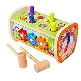 Jomifin 5 in 1 Hammer hammering Toy, Wood Pounding Bench with Gears, Clock, Sliding, Mirror,...