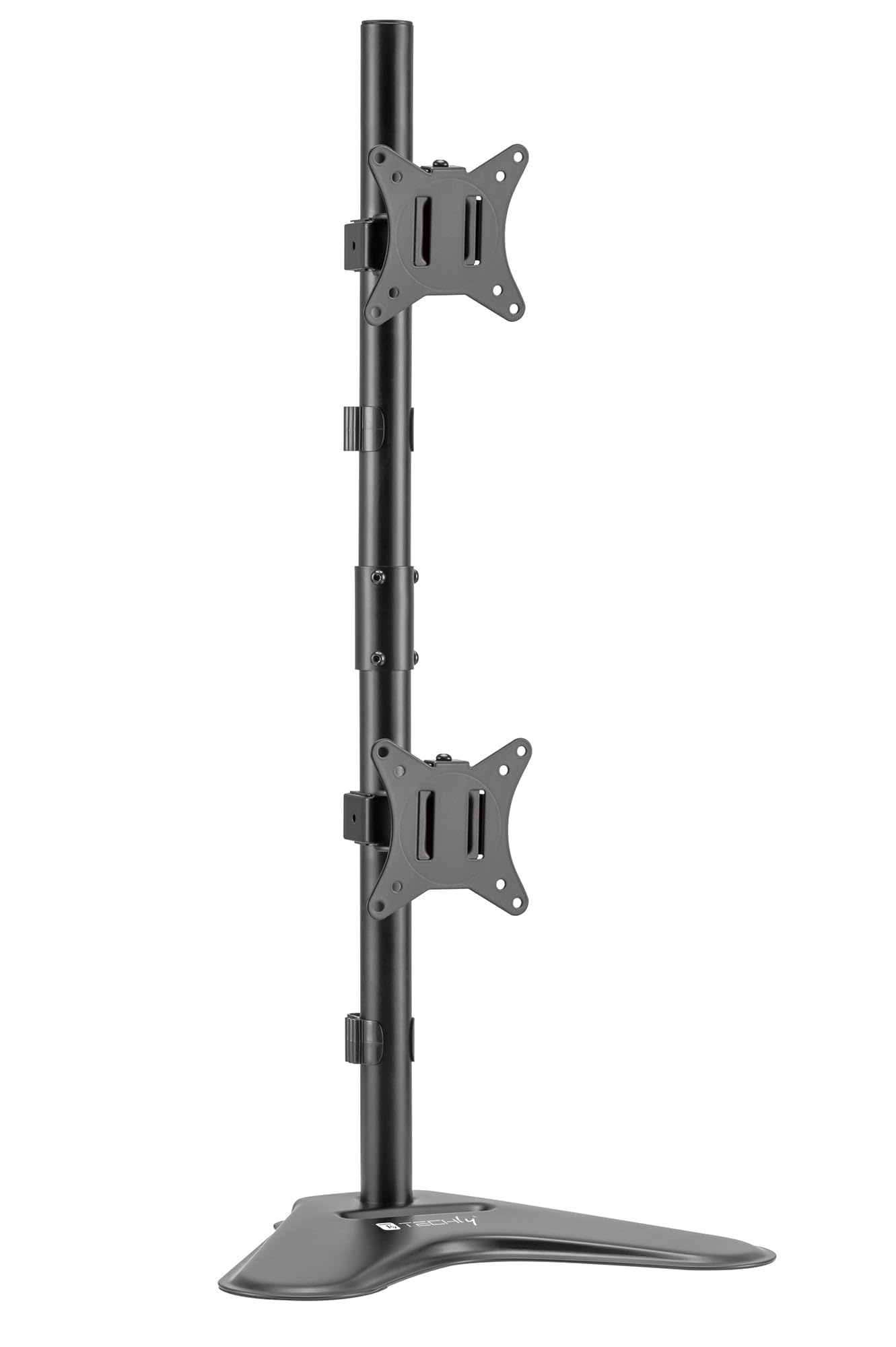 Techly 365672 Supporto da Scrivania 2 Monitor 17-32" con Base e Supporto per Smartphone Nero